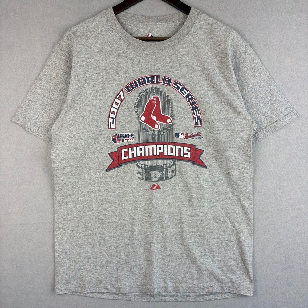 Boston Red Sox 2007 World Series Champions MLB Baseball Grey Tee Shirt M